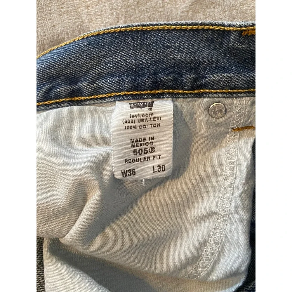 Levi's Jeans Men 36x30‎ Faded Blue 505 Regular Fit Cotton Denim Workwear Casual